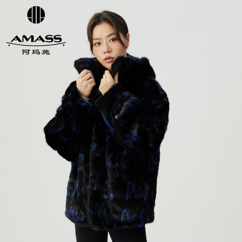 阿玛施 AMASS 高级尊贵感独特环保皮草外套6400051