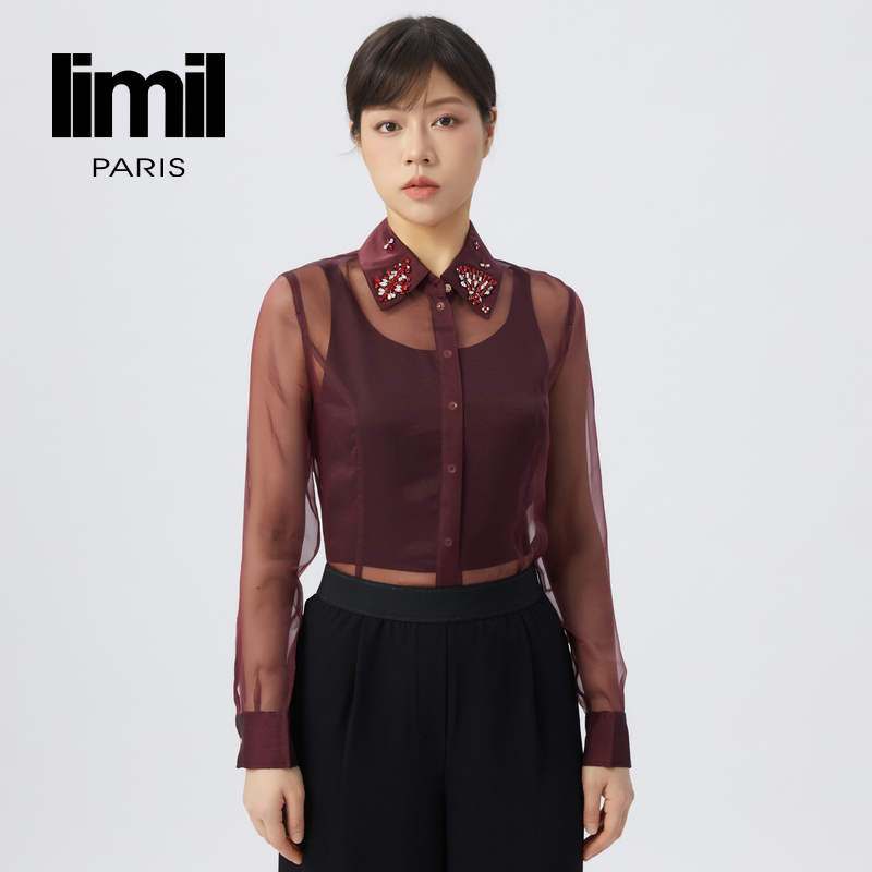 丽米儿limil 高级款透视长袖衬衫9300048