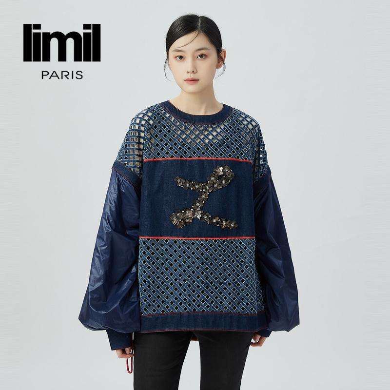 丽米儿limil 个销潮流镂空设计休闲圆领卫衣9300077