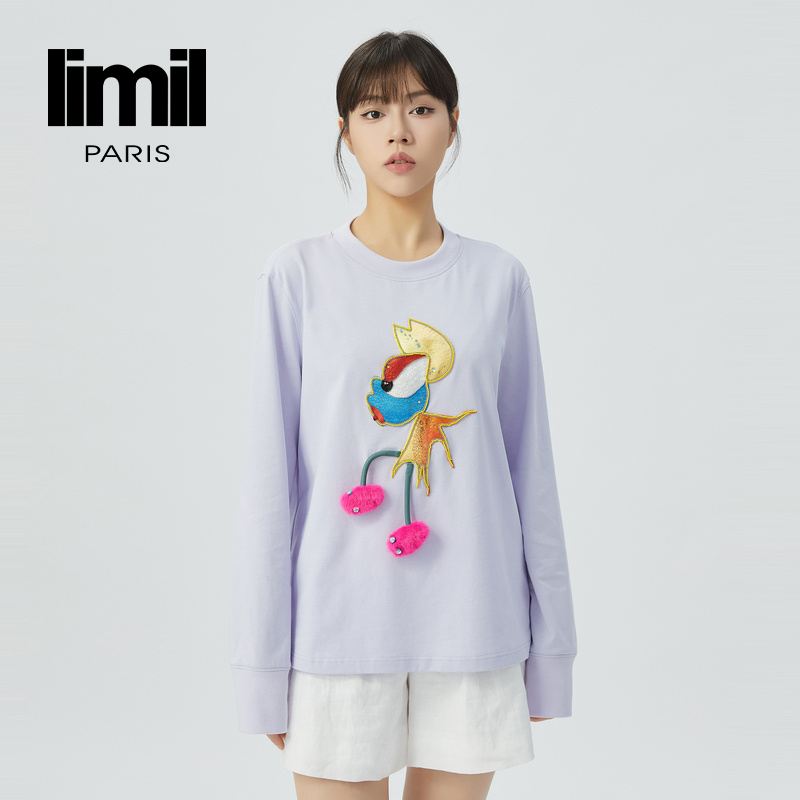 丽米儿limil 高级款烫钻章仔卡通童趣棉质长袖T恤9300127