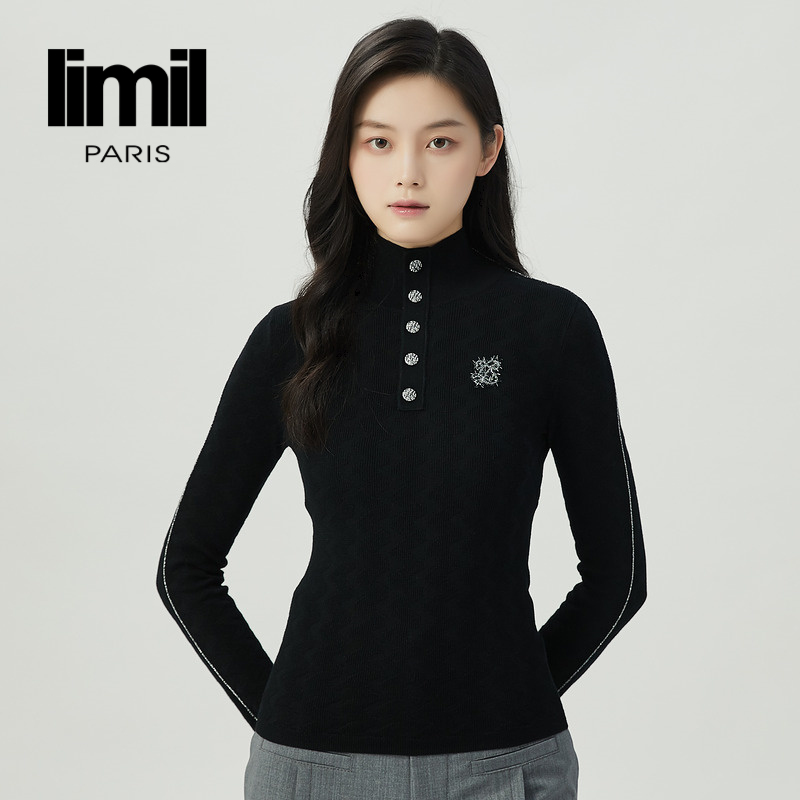 阿玛施丽米儿limil 柔软亲肤烟管领羊毛针织打底衫9399066