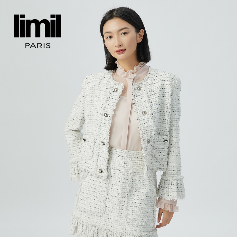 丽米儿limil 优雅质感小香风圆领花呢外套9400059