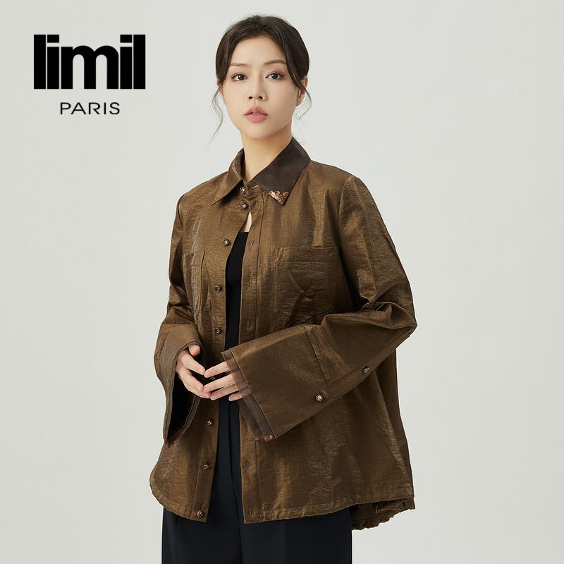 丽米儿limil 质感亮片拼接设计衬衫式外套9400142