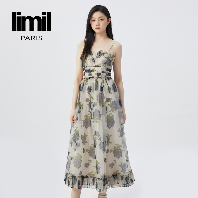 丽米儿limil   高级款印花吊带连衣裙9500021