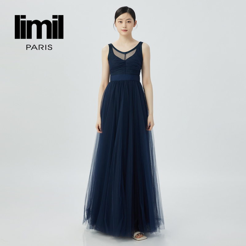 丽米儿limil 质感蒙娜丽莎无袖轻礼服洋装9500025