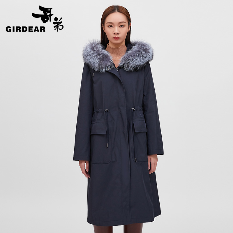 哥弟 中长款带帽派克服A400554