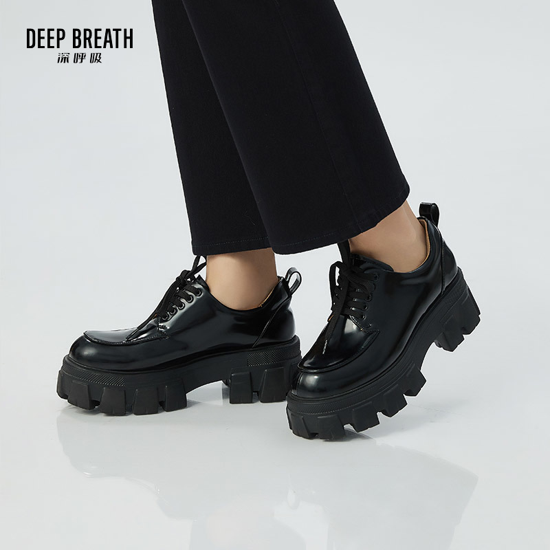 DEEP BREATH深呼吸女鞋 牛皮厚底低帮绑带绅士鞋女鞋厚底鞋AX13066