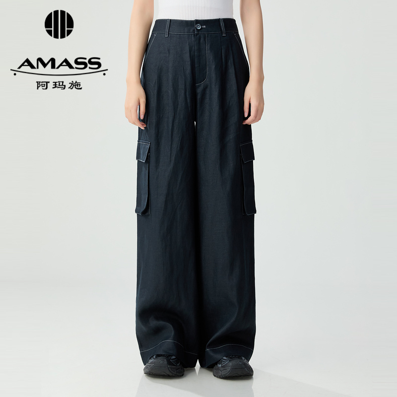 阿玛施AMASS 海报款松弛感极简风休闲工装裤5100499