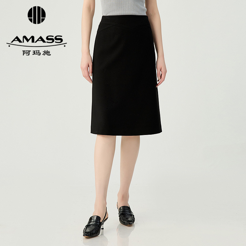 阿玛施AMASS 挺括有型经典简约通勤中裙520004