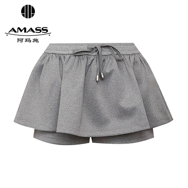 阿玛施AMASS 休闲百搭款花苞百褶短款裤裙520036