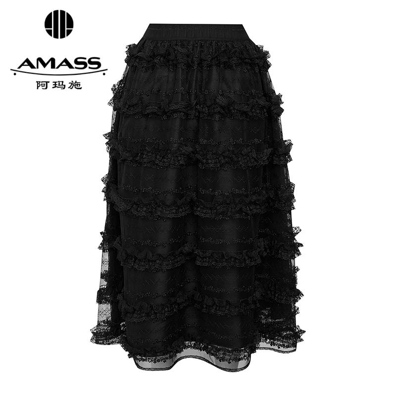 阿玛施AMASS 气质经典蕾丝花边伞裙蛋糕裙半裙520038