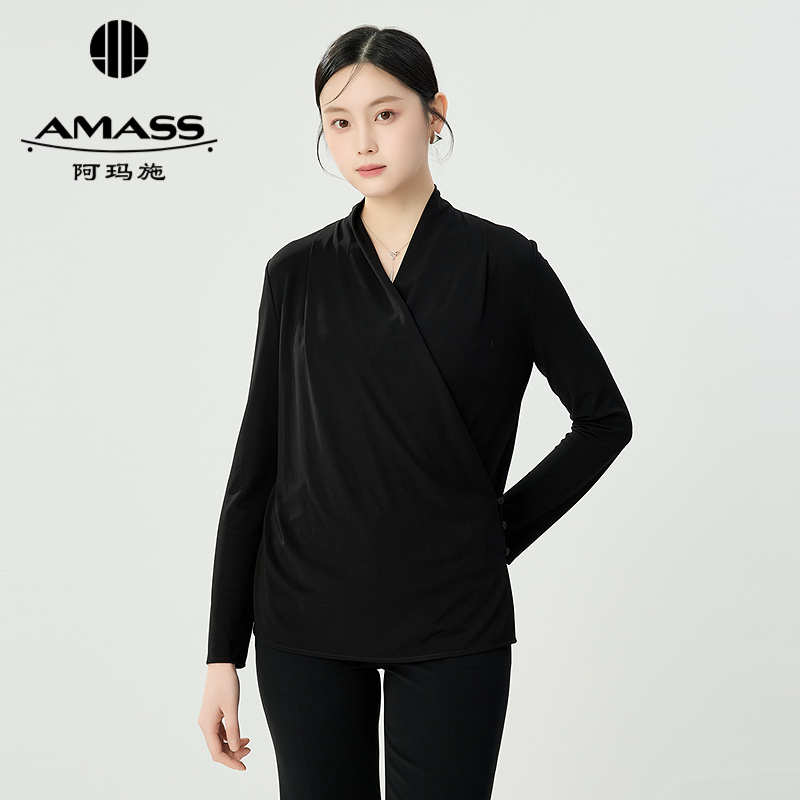 阿玛施AMASS 造型感气质女神交叉衬衫530034