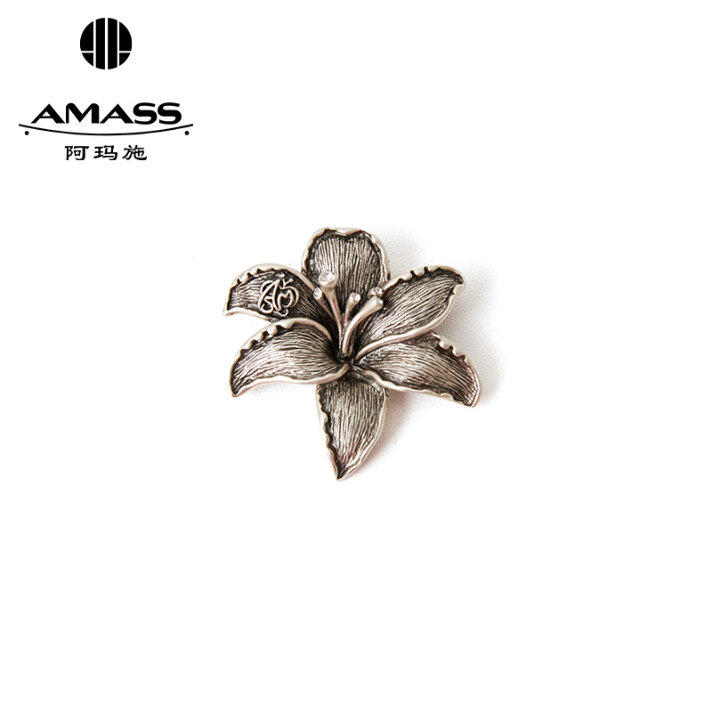 阿玛施AMASS 精致复古做旧花骨朵胸针590036