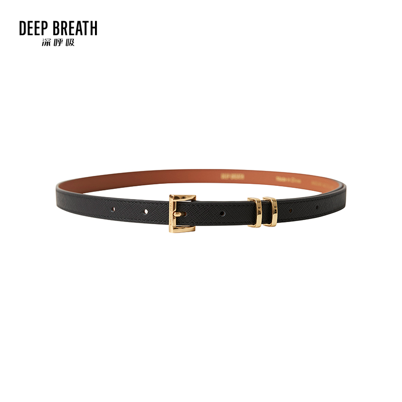DEEP BREATH深呼吸配饰 肌理感小方扣质感真皮皮带A900184