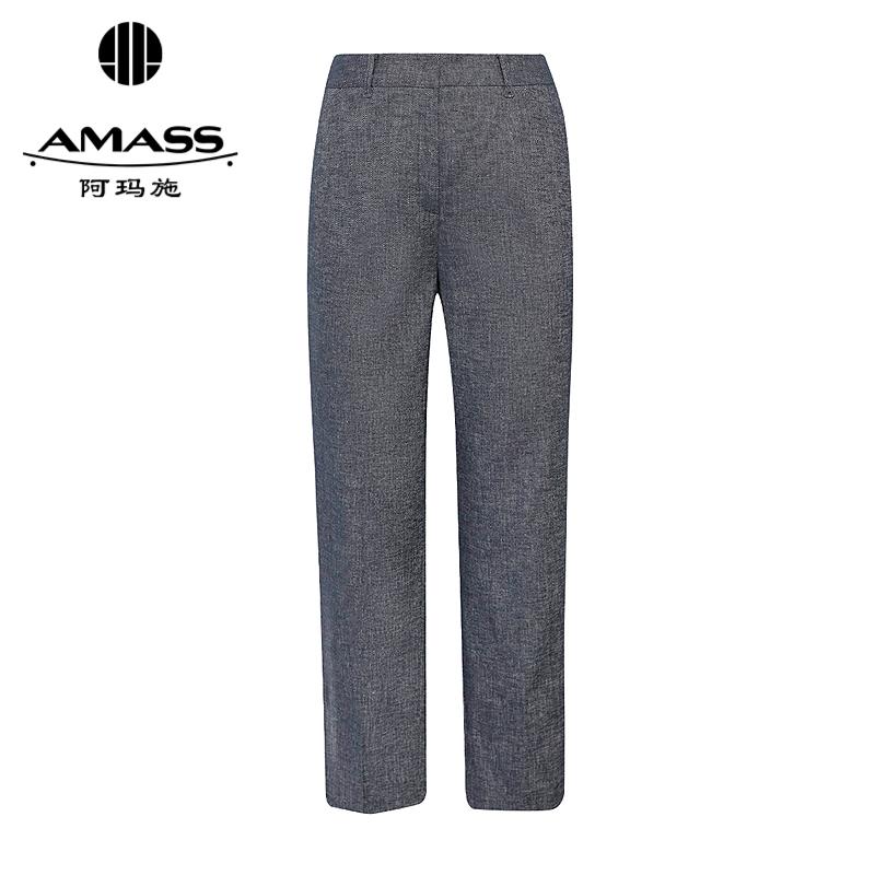阿玛施AMASS 经典简约麻料西裤烟管裤5100302