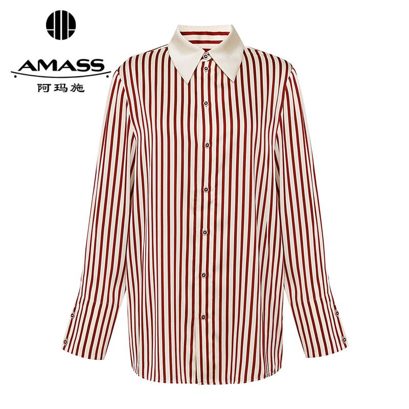 阿玛施AMASS 时尚复古条纹设计气质衬衫女5301098