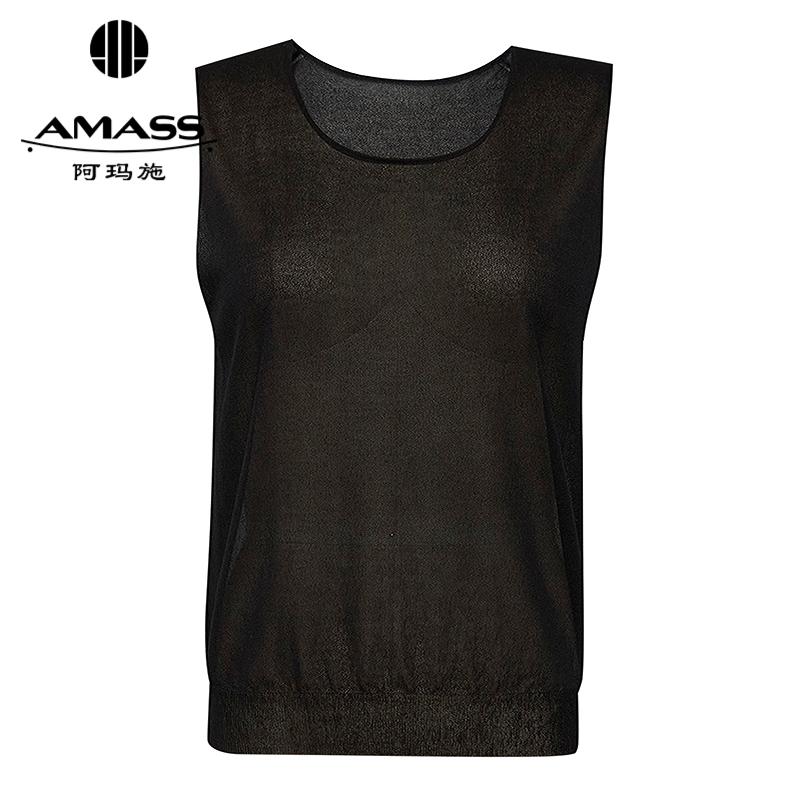 阿玛施AMASS 简约舒适透气圆领背心式外罩衫针织衫538024