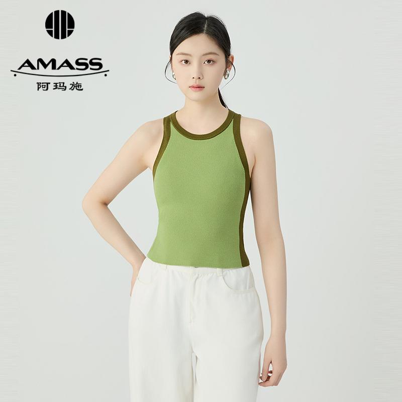 阿玛施AMASS 休闲舒适拼色设计无袖背心538061