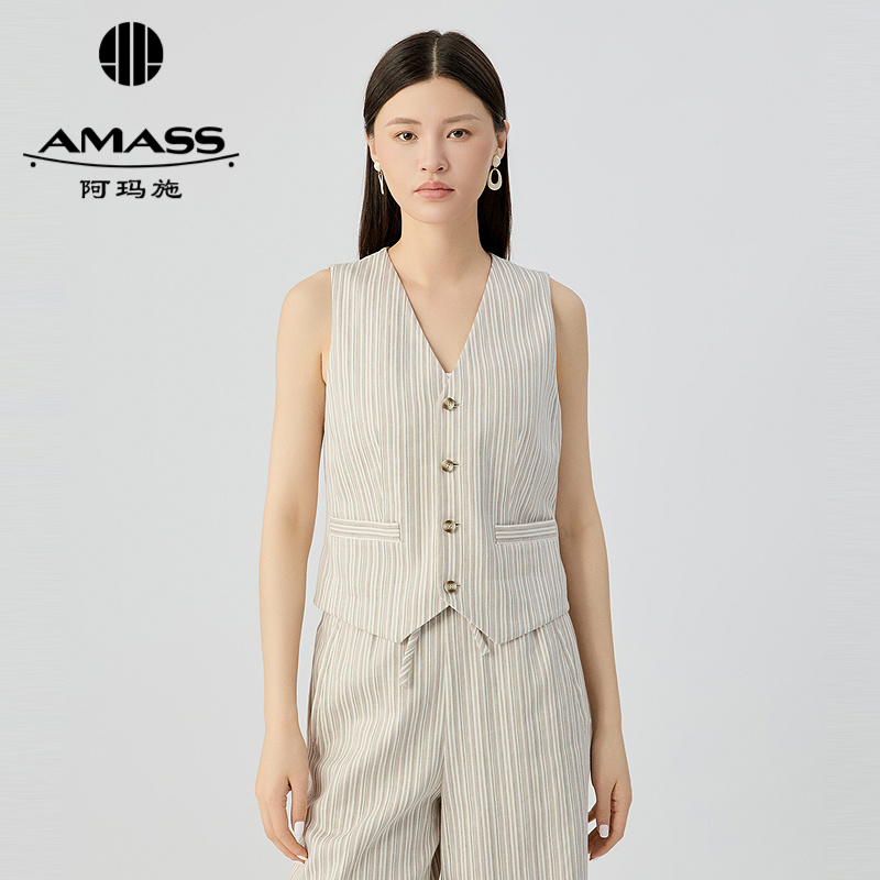 阿玛施AMASS 率性松弛感麻料西装马甲5400763