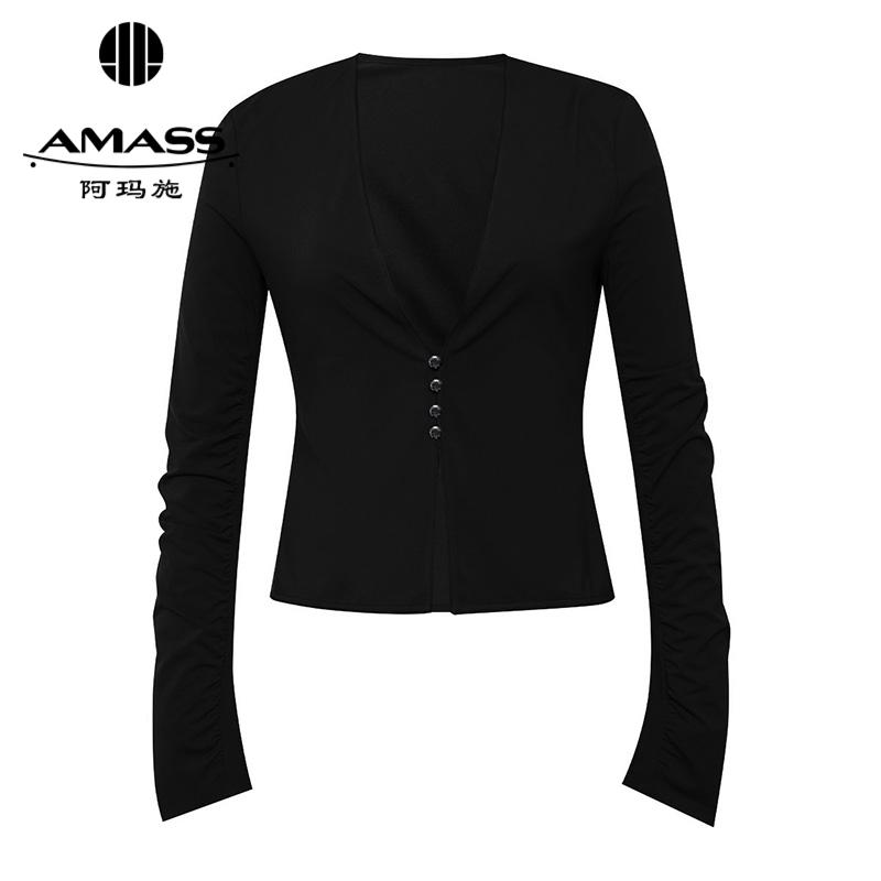 阿玛施AMASS 时尚百搭V领修身开衫外套540027