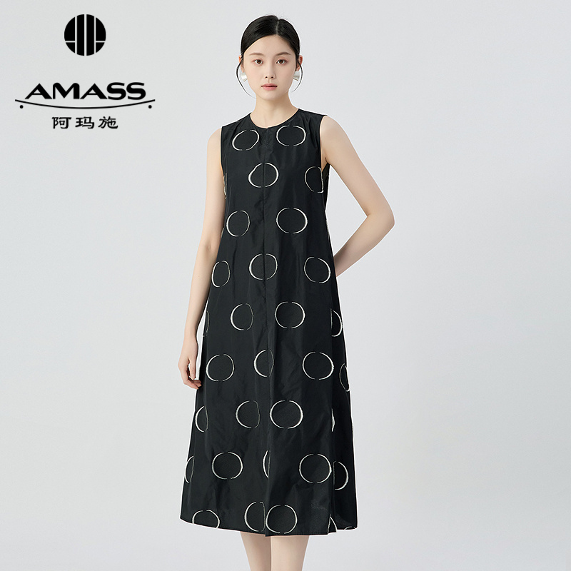 阿玛施AMASS 摩登个性无袖宽松宽腰袢造型洋装550005