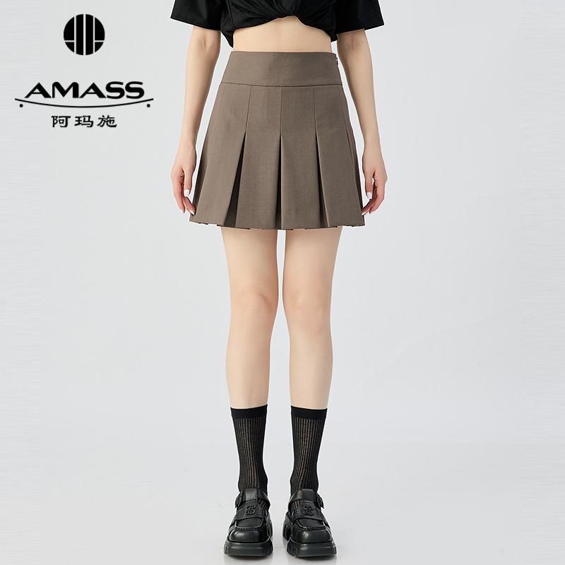 阿玛施AMASS 简约短款A字百褶裤裙5200471