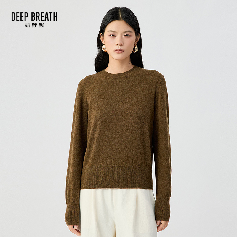 DEEP BREATH深呼吸女装 100%山羊绒圆领套头针织衫A301602