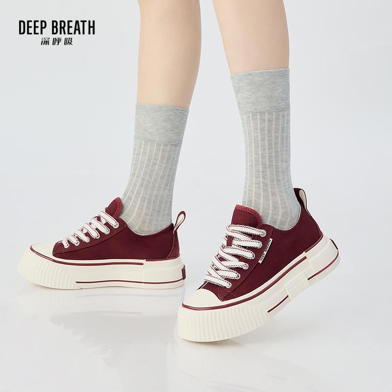 DEEP BREATH深呼吸女鞋 轻盈帆布低帮绑带解构大底帆布鞋休闲鞋板鞋AX12313