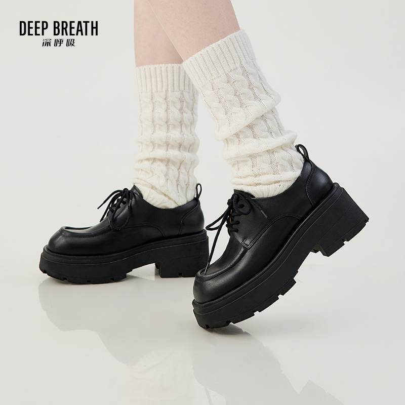 DEEP BREATH深呼吸女鞋 夏季英伦学院风绑带厚底增高绅士鞋德比鞋AX13105