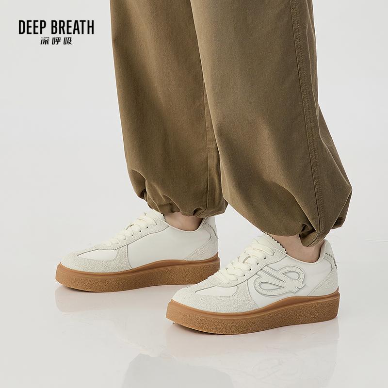 DEEP BREATH深呼吸女鞋 厚底低帮绑带休闲德训鞋休闲鞋板鞋AX12347