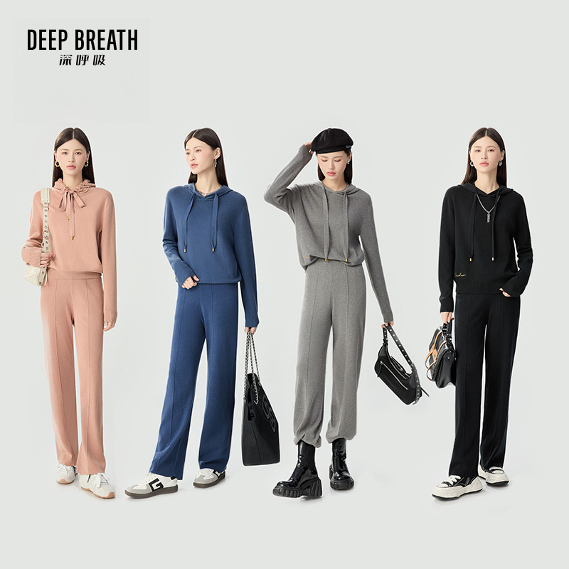 DEEP BREATH深呼吸女装 连帽刺绣套头针织卫衣A300858