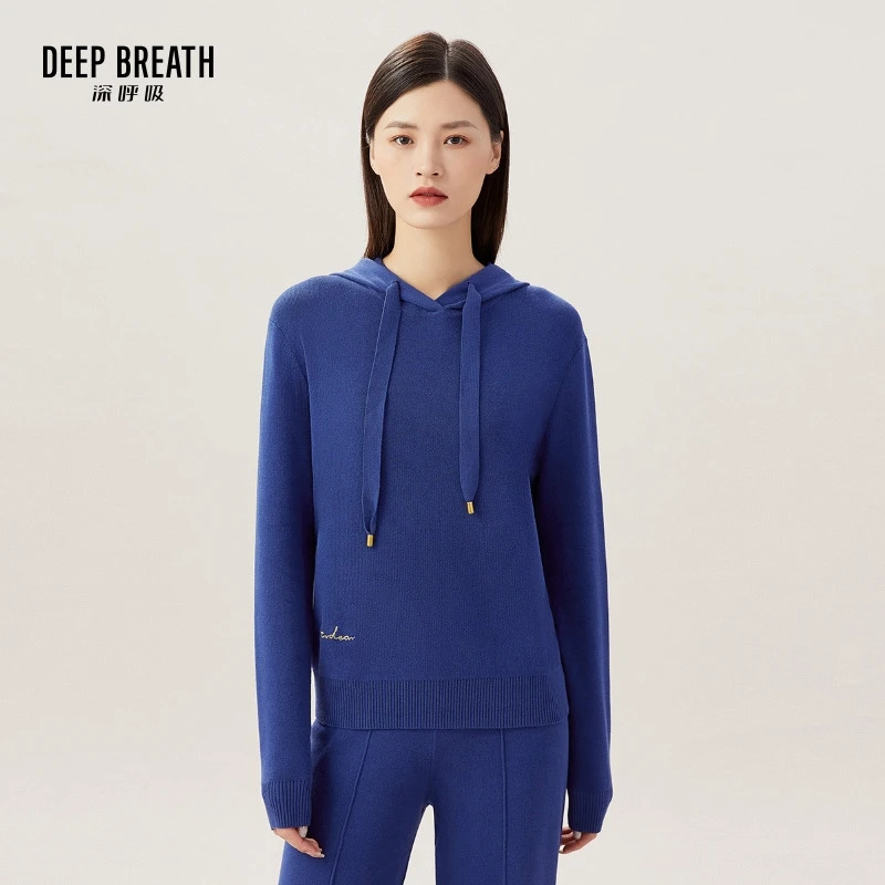DEEP BREATH深呼吸女装 连帽刺绣套头针织卫衣运动套装A300858-A100104-A100178