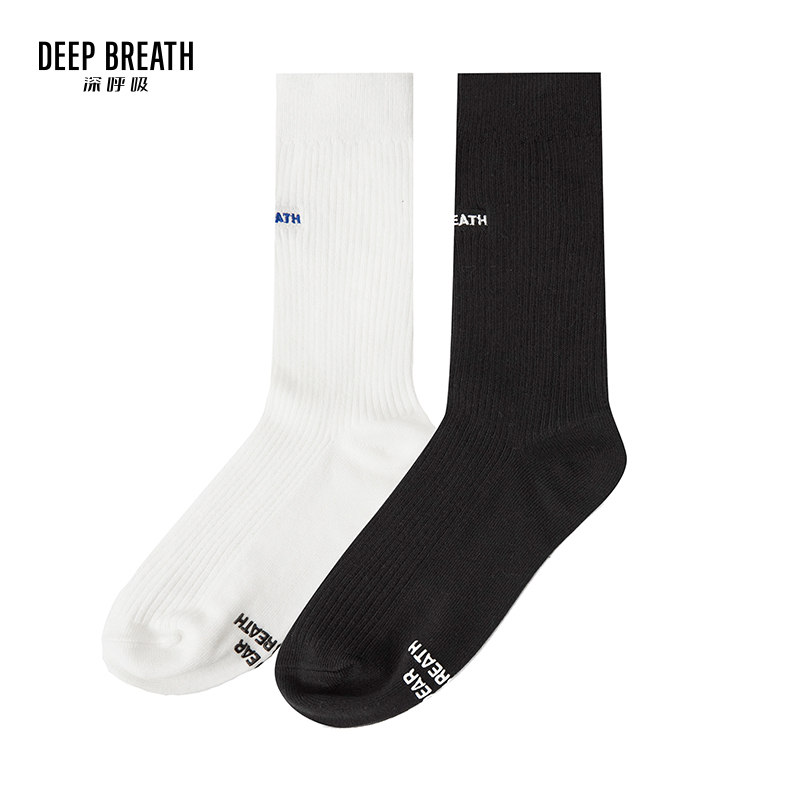 【中筒袜】DEEP BREATH深呼吸女袜 新款纯色花朵拼色泡泡字母图案女士袜子四季时尚棉袜AW10034