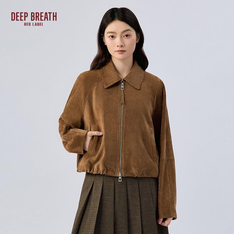 深呼吸红标【文艺复兴】城市游猎复古麂皮绒绵羊皮工装夹克D40027