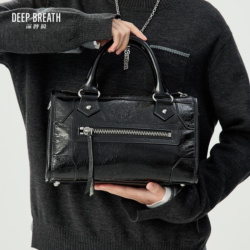 DEEP BREATH深呼吸女包 油蜡皮复古机车包单肩斜挎手提包AB10271