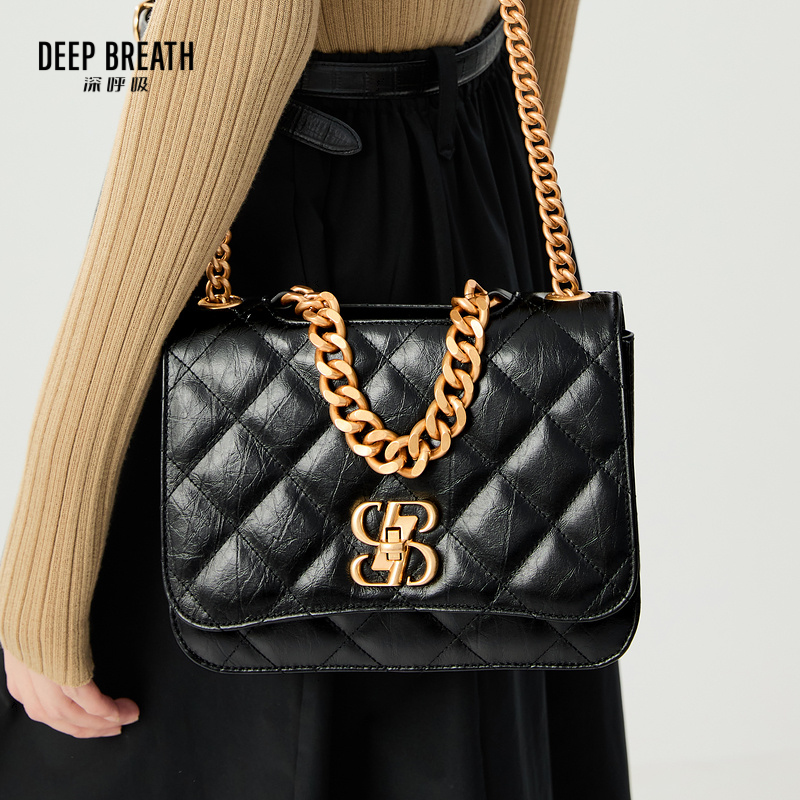 DEEP BREATH深呼吸女包 新款小香风小花饰扣孟买包单肩斜挎手提包AB10253