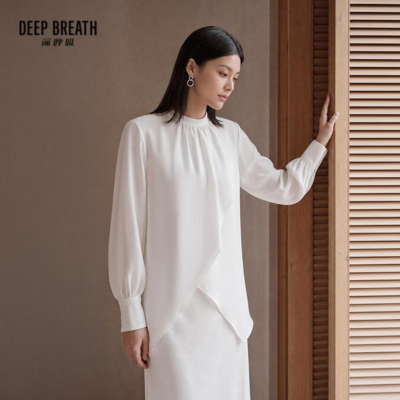 DEEP BREATH深呼吸女装 中式立领衬衫飘逸轻薄造型长袖上衣A302864