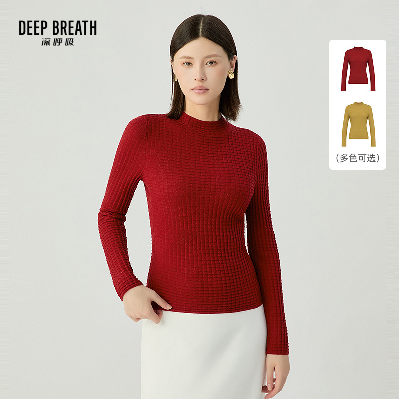 DEEP BREATH深呼吸女装 烟管领金银丝华夫格毛针织衫A301713-1