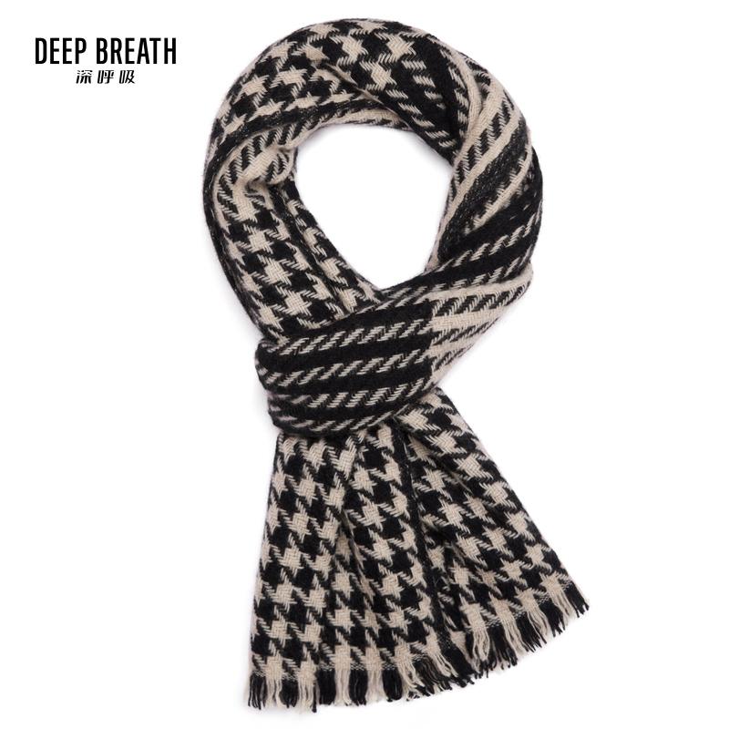 DEEP BREATH深呼吸配饰 纯羊绒千鸟格披肩围巾A800083