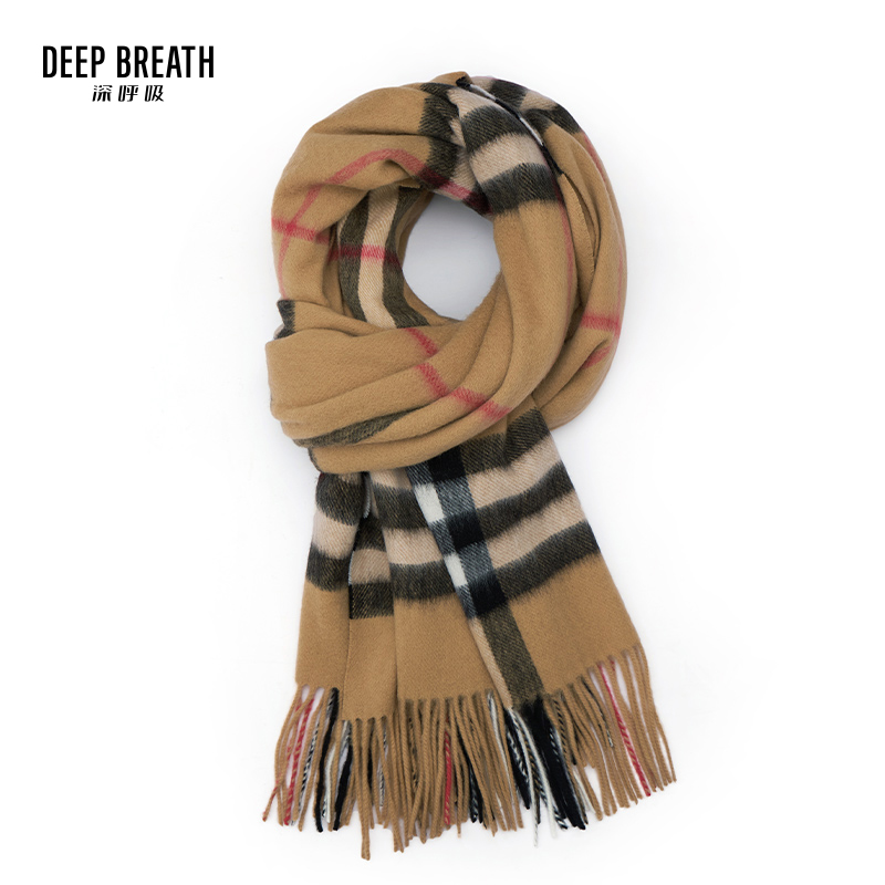 DEEP BREATH深呼吸配饰 简约复古格子流苏格纹围巾A800071